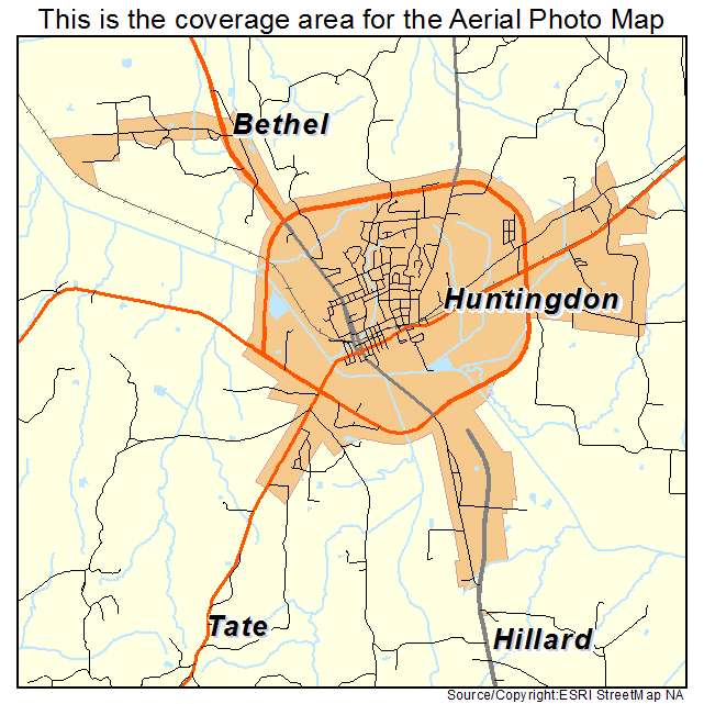 Huntingdon, TN location map 