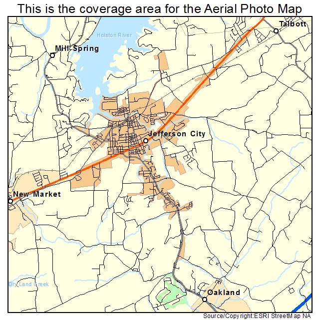 Jefferson City, TN location map 