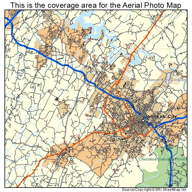 Aerial Photography Map of Johnson City, TN Tennessee