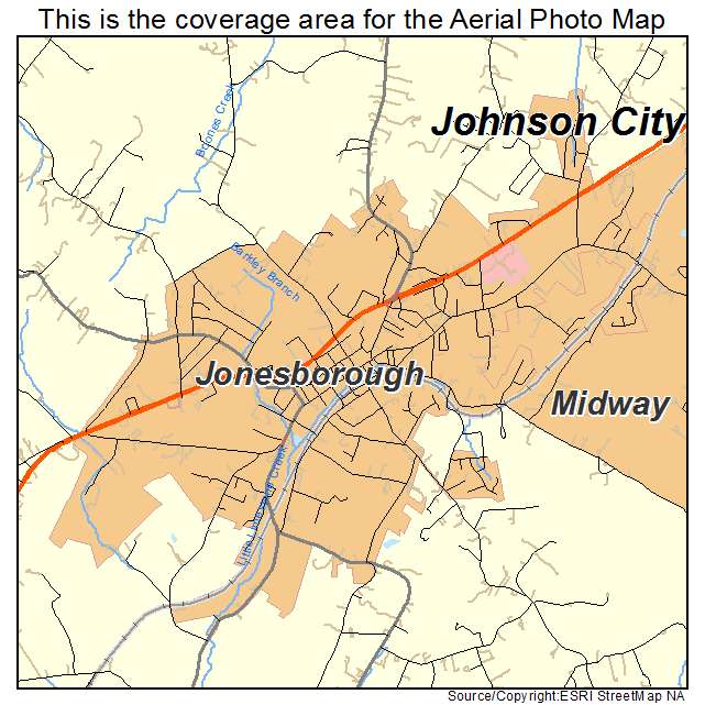 Jonesborough, TN location map 