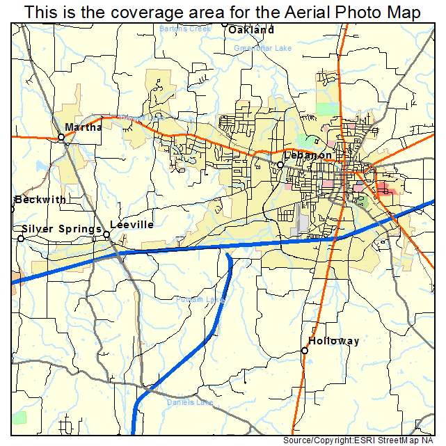 Where can a map of Lebanon, Tennessee be found?