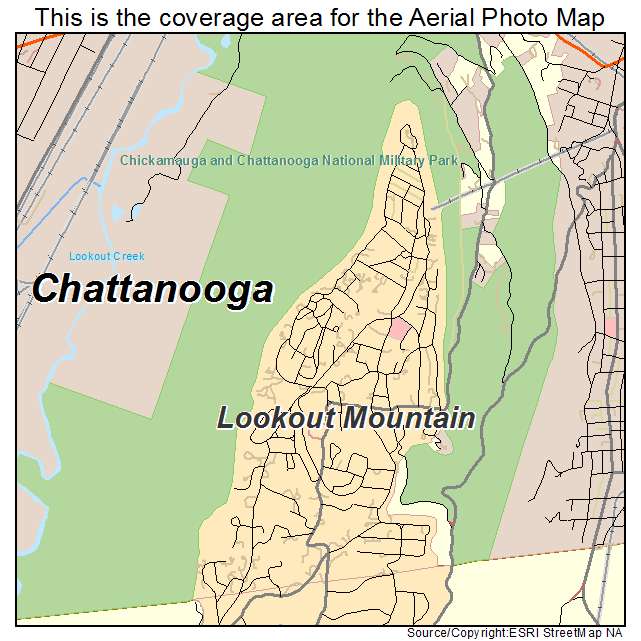 Lookout Mountain, TN location map 