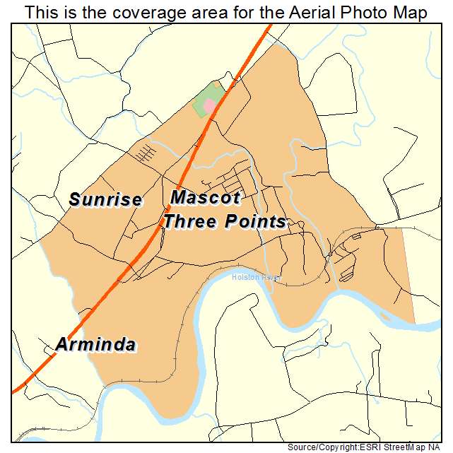 Mascot, TN location map 