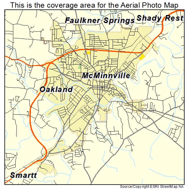 McMinnville, TN location map 