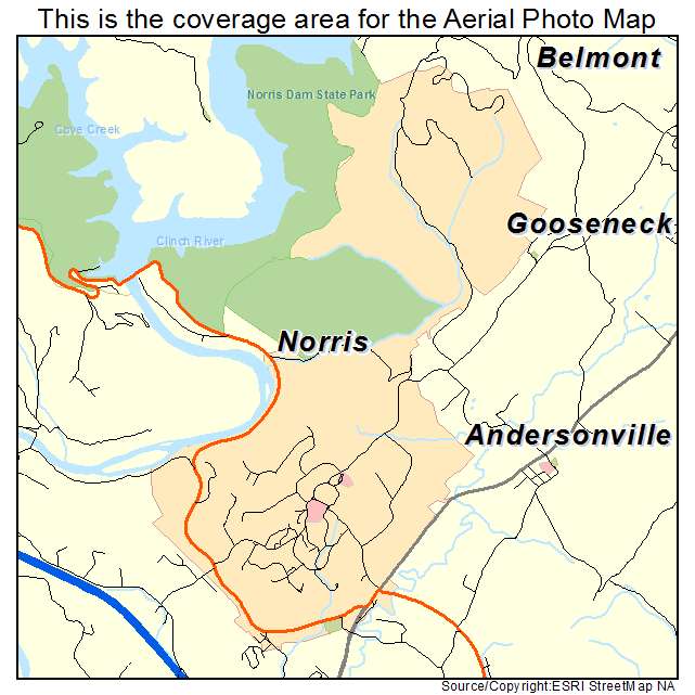 Norris, TN location map 