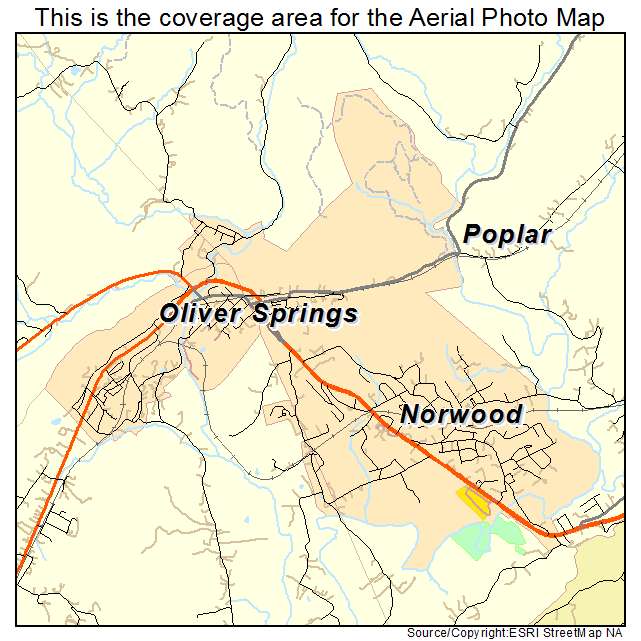 Oliver Springs, TN location map 