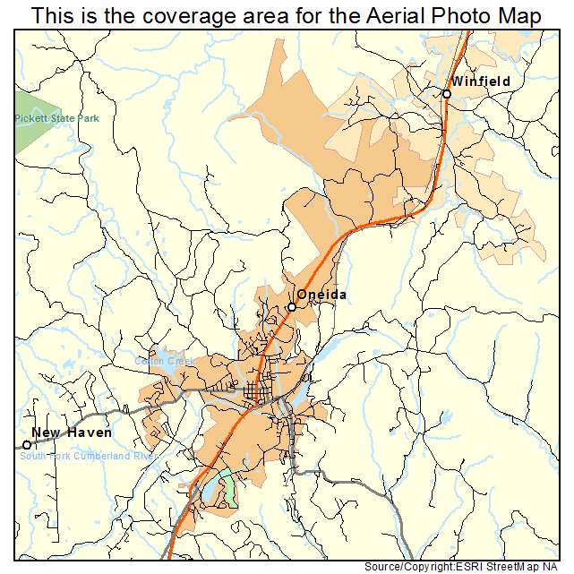 Oneida, TN location map 