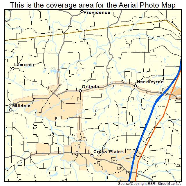 Orlinda, TN location map 