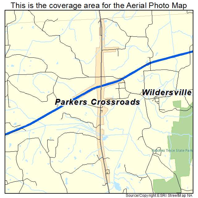 Parkers Crossroads, TN location map 