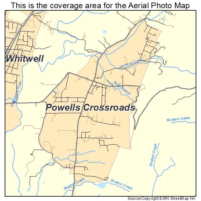 Powells Crossroads, TN location map 