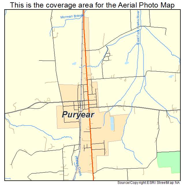 Puryear, TN location map 