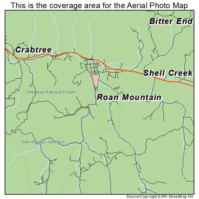 Roan Mountain, TN location map 