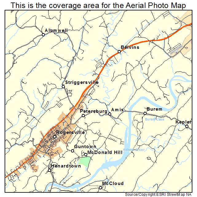 Rogersville, TN location map 