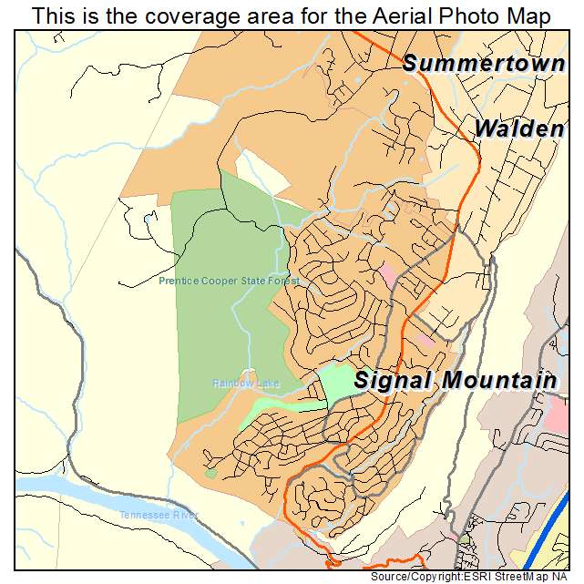Signal Mountain, TN location map 