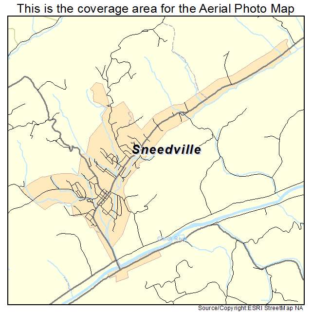 Sneedville, TN location map 