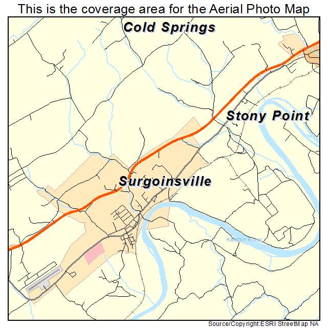 Surgoinsville, TN location map 