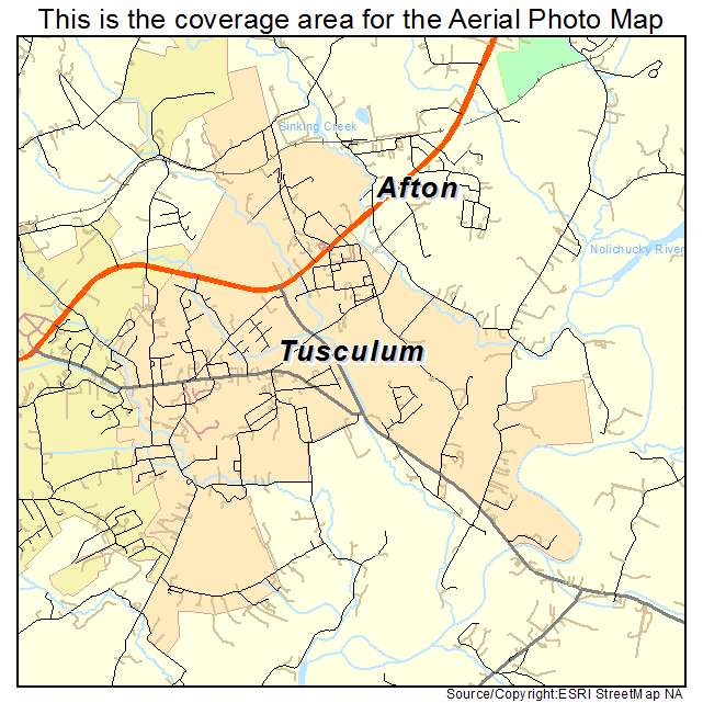Tusculum, TN location map 