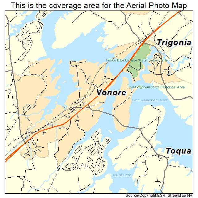 Vonore, TN location map 
