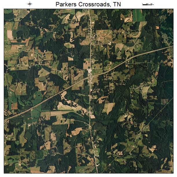 Parkers Crossroads, TN air photo map