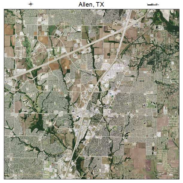Aerial Photography Map of Allen, TX Texas