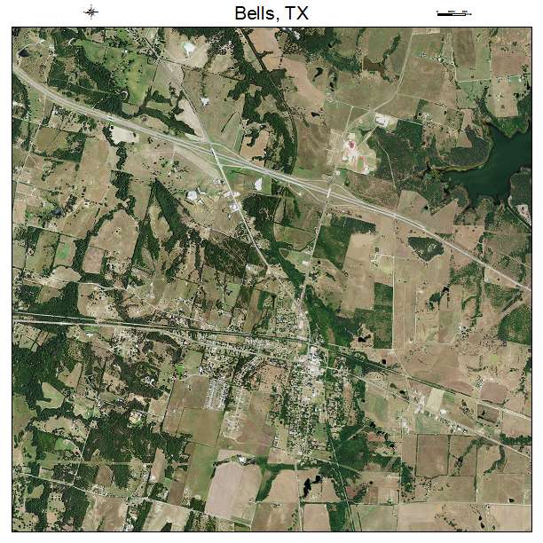 Bells, TX air photo map