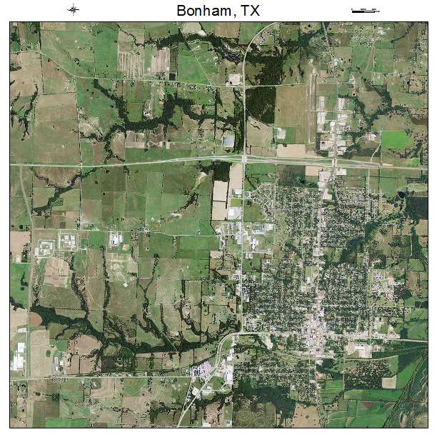 Bonham, TX air photo map