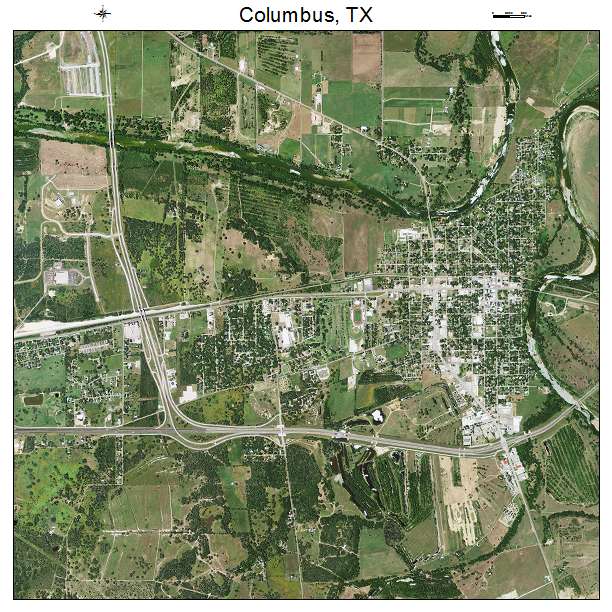 Columbus, TX air photo map