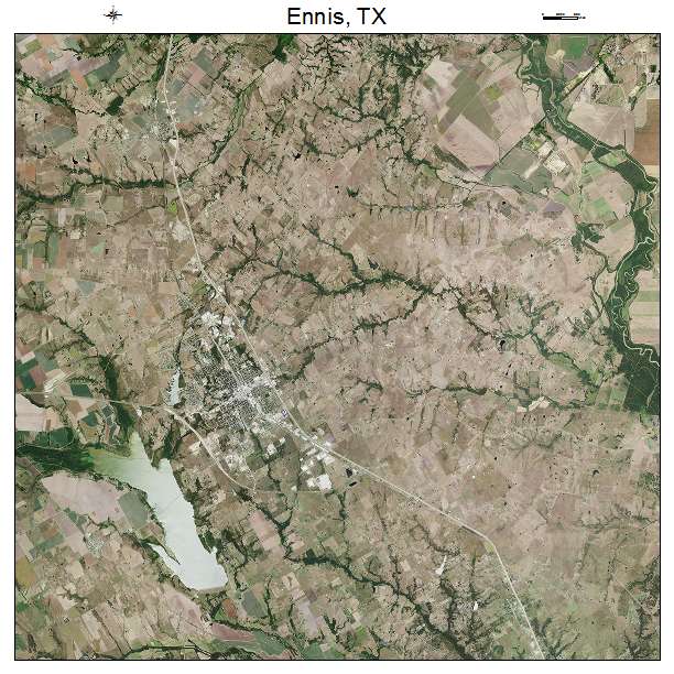 Ennis, TX air photo map