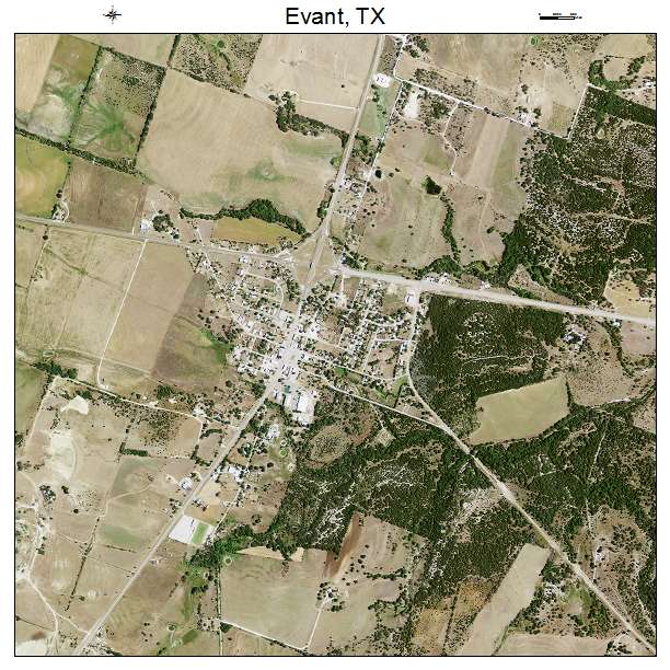 Evant, TX air photo map