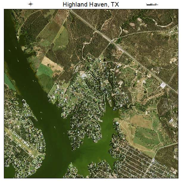 Highland Haven, TX air photo map