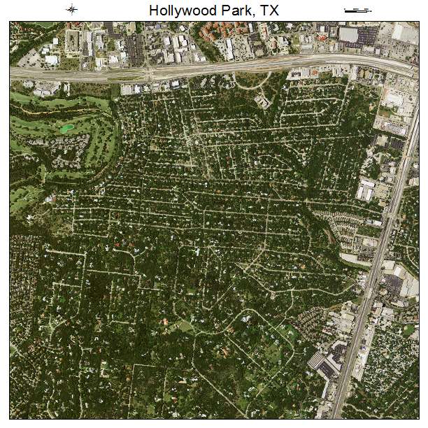 Hollywood Park, TX air photo map