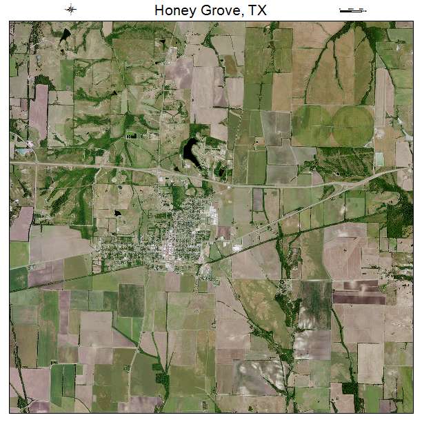Honey Grove, TX air photo map