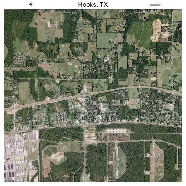 Hooks, TX air photo map