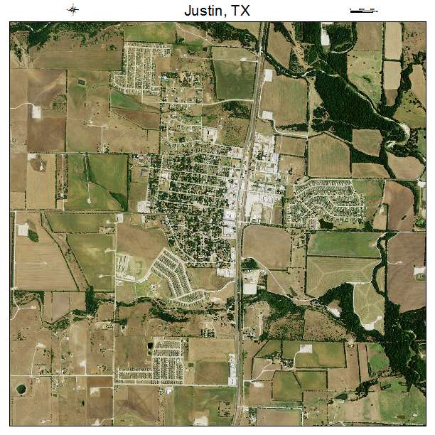 Justin, TX air photo map