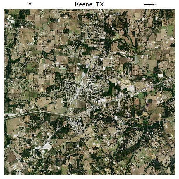 Keene, TX air photo map