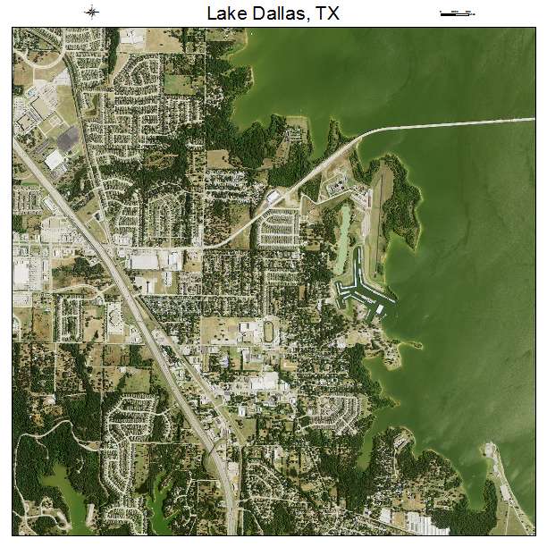 Lake Dallas, TX air photo map