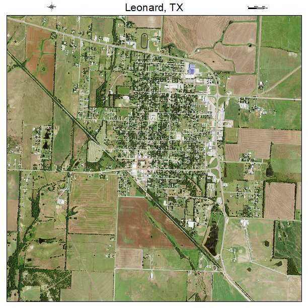Leonard, TX air photo map