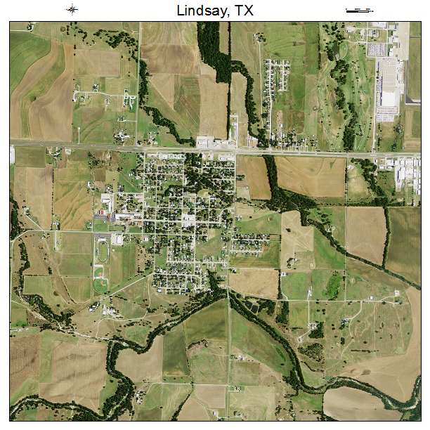 Lindsay, TX air photo map