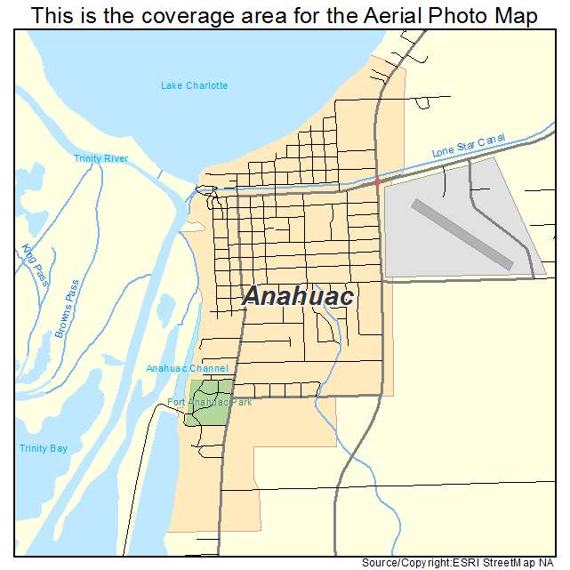 Aerial Photography Map of Anahuac, TX Texas