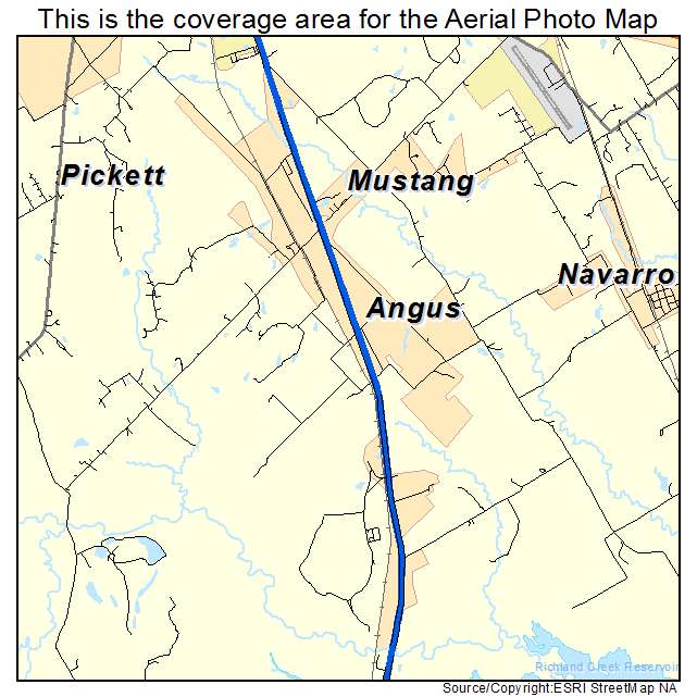 Angus, TX location map 