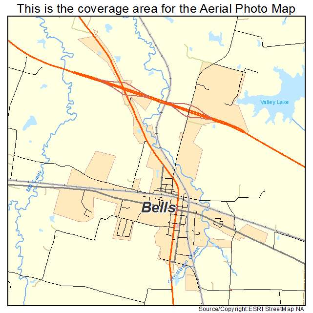 Bells, TX location map 