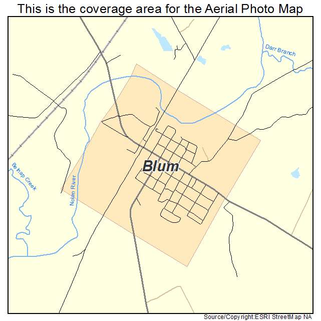 Blum, TX location map 