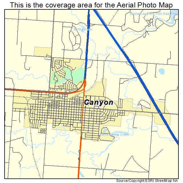 Aerial Photography Map of Canyon, TX Texas