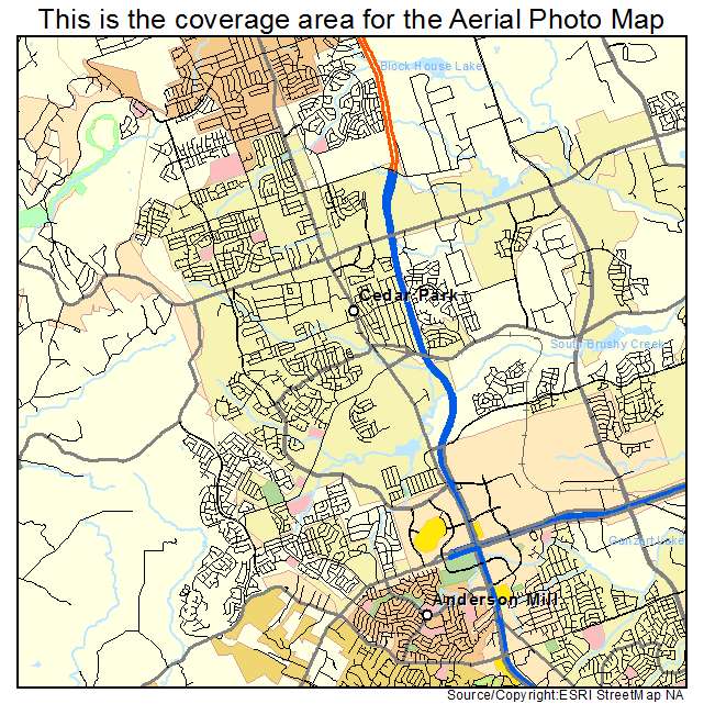 Aerial Photography Map of Cedar Park, TX Texas