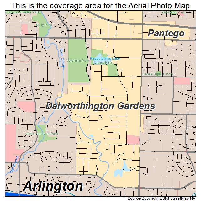Aerial Photography Map Of Dalworthington Gardens Tx Texas
