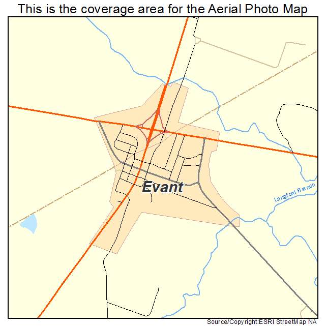 Evant, TX location map 
