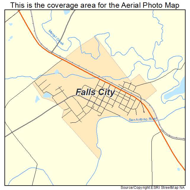 Falls City, TX location map 