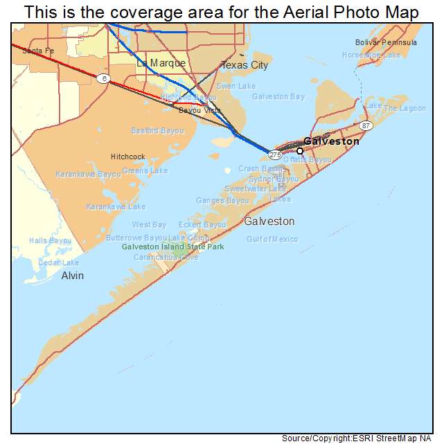 Galveston, TX location map 