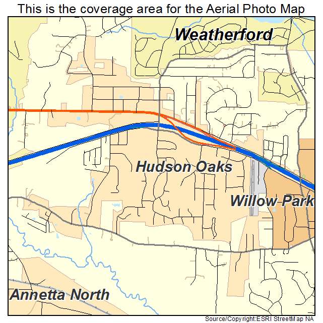 Hudson Oaks, TX location map 