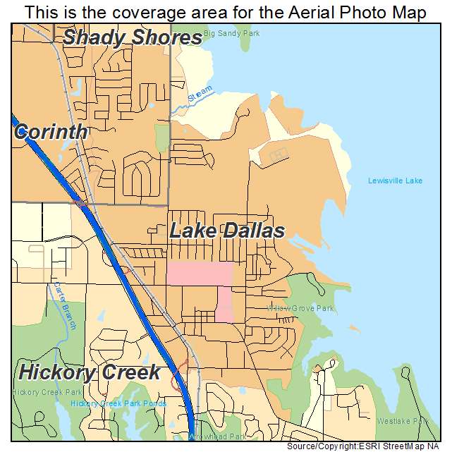 Lake Dallas, TX location map 